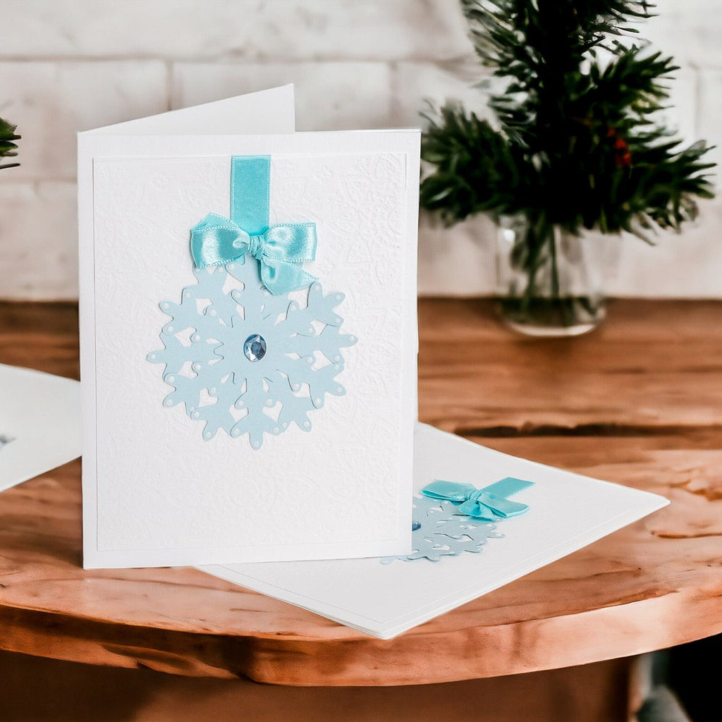 Handcrafted Pair of Snowflake Christmas Greeting Cards - Snowflake